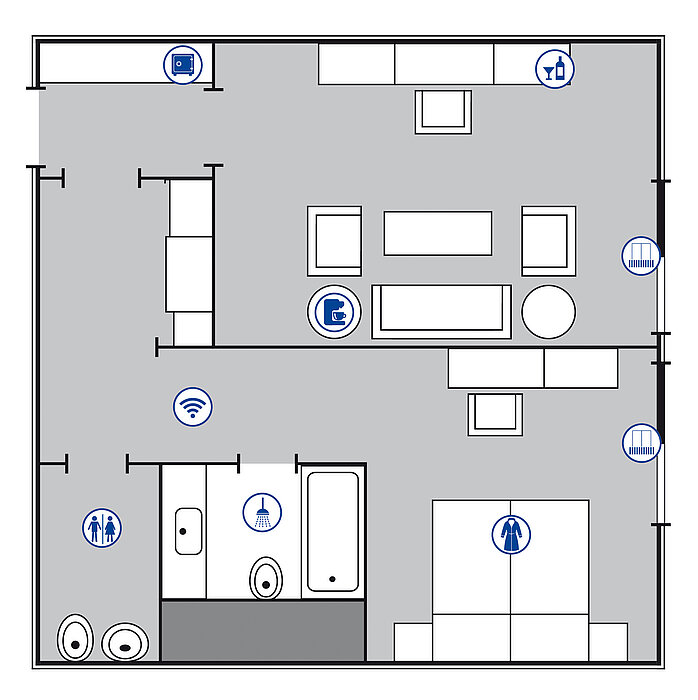 Zimmergrundriss Große Suite Zimmergrundriss Große Suite im Maritim Hotel Darmstadt
