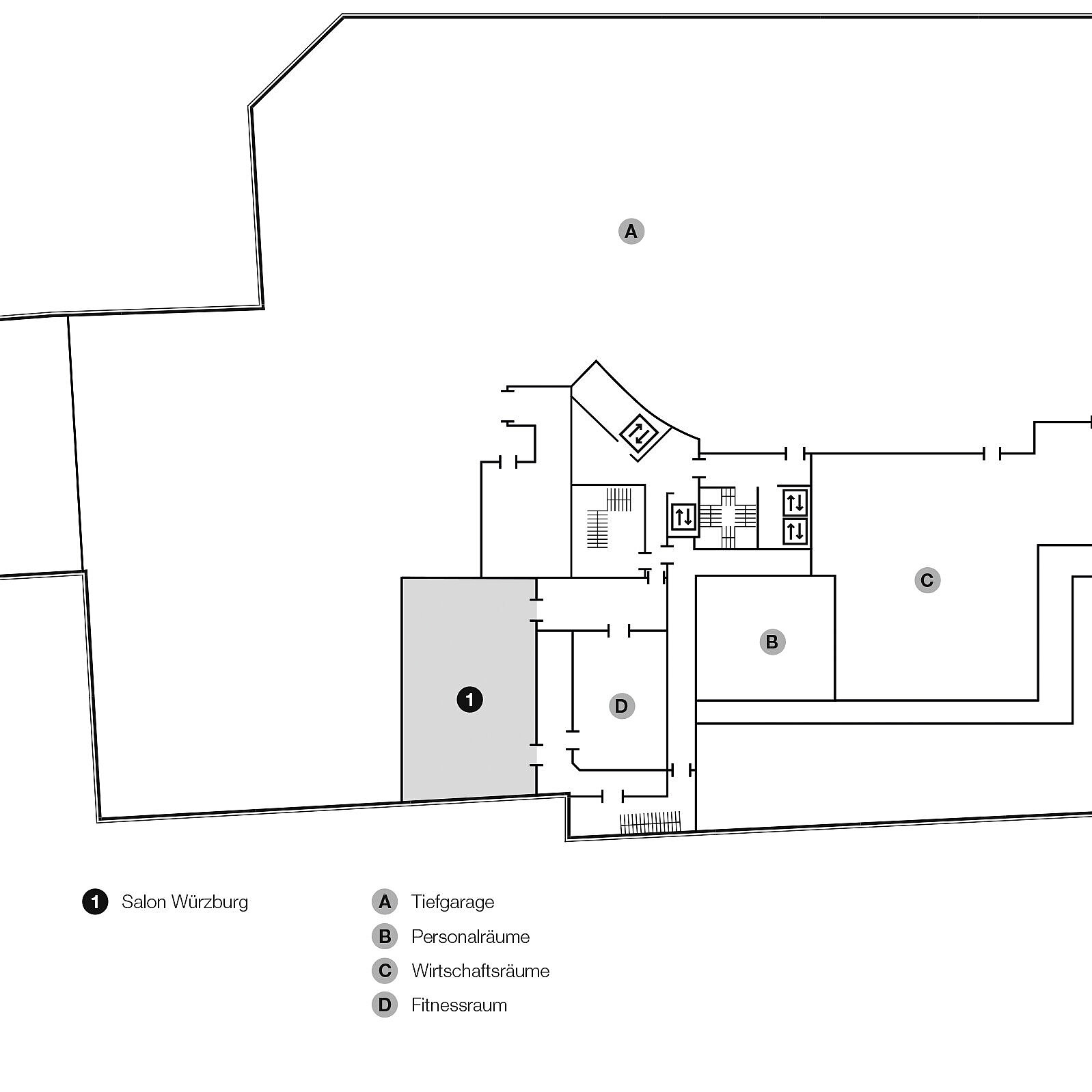 Grundrissplan, 2. Untergeschoss | Maritim Hotel München