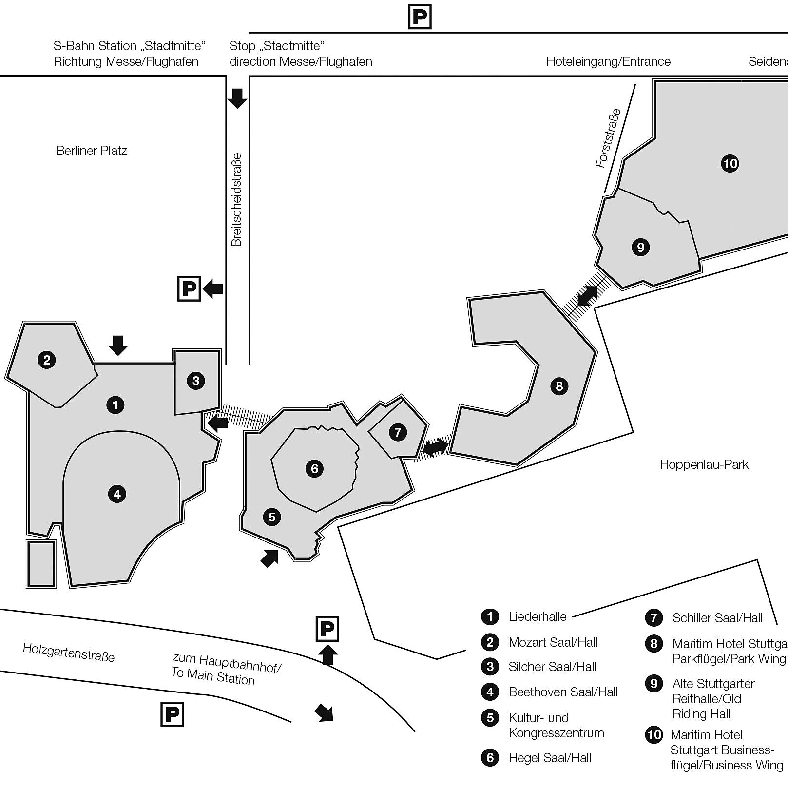 Grundrissplan, Lageplan | Maritim Hotel Stuttgart