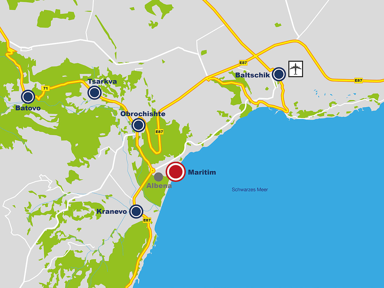 Lageplan Maritim Hotels in Albena