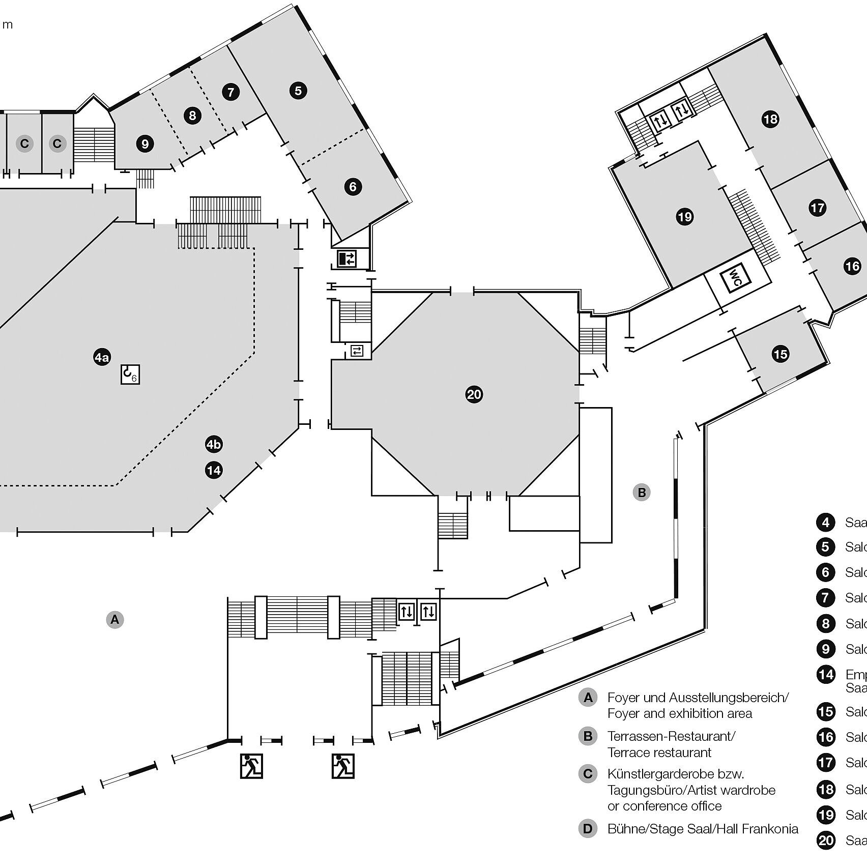 Grundrissplan, Saalebene | Maritim Hotel Würzburg
