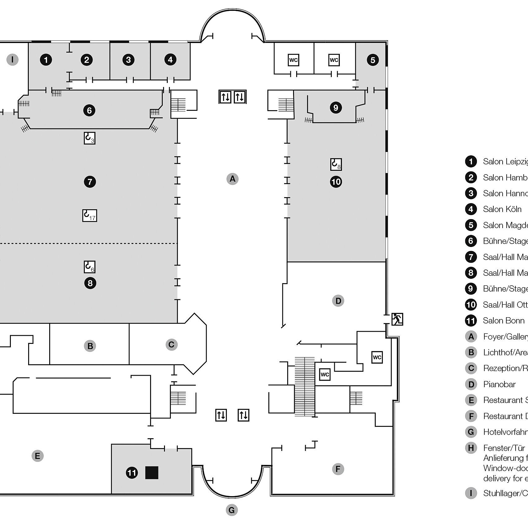 Grundrissplan, Erdgeschoss | Maritim Hotel Magdeburg