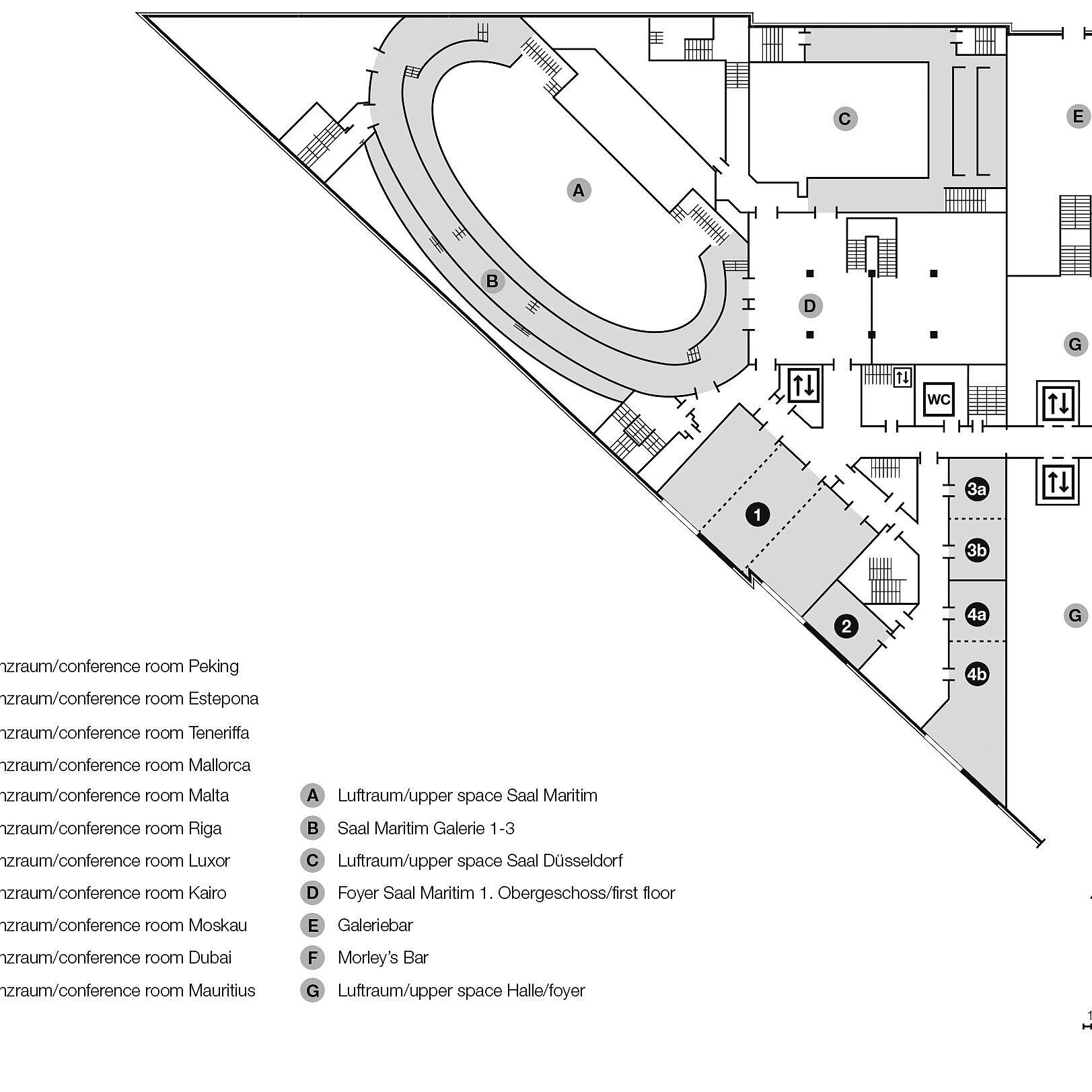 Grundrissplan, 1. Obergeschoss | Maritim Hotel Düsseldorf