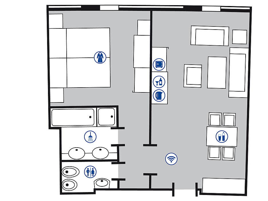 Zimmergrundriss Junior Suite | Maritim Airport Hotel Hannover
