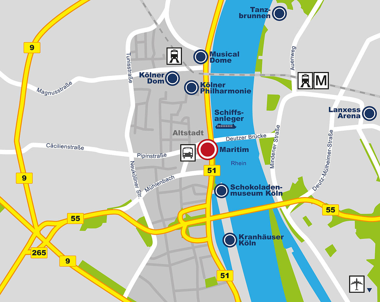 Lageplan Maritim Hotel Köln