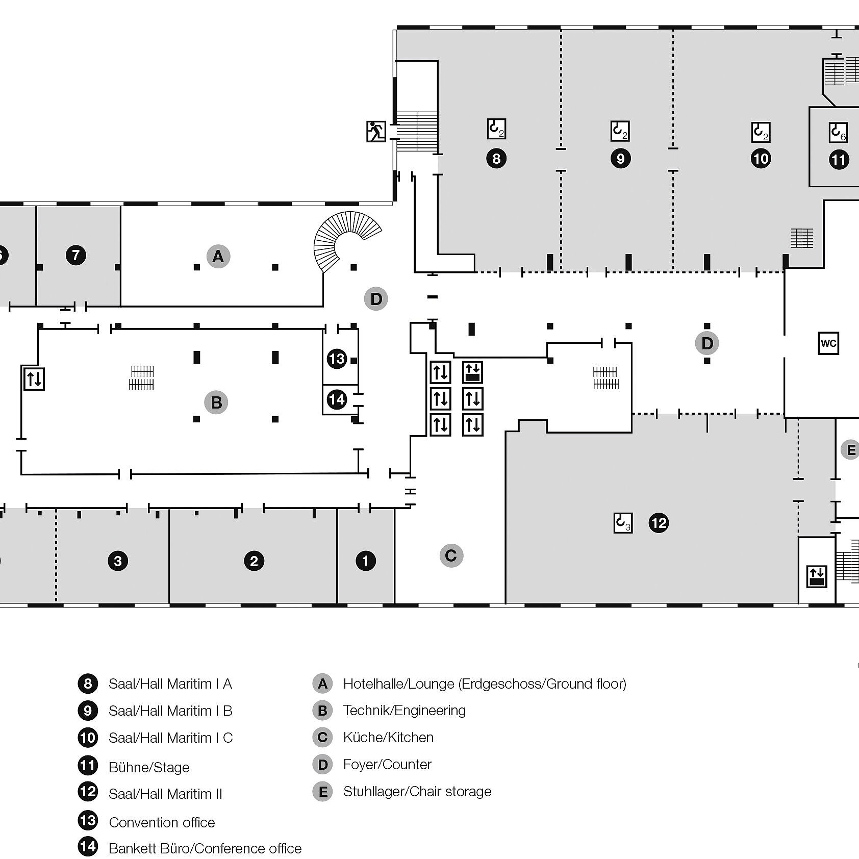 Grundrissplan, 1. Obergeschoss | Maritim proArte Hotel Berlin