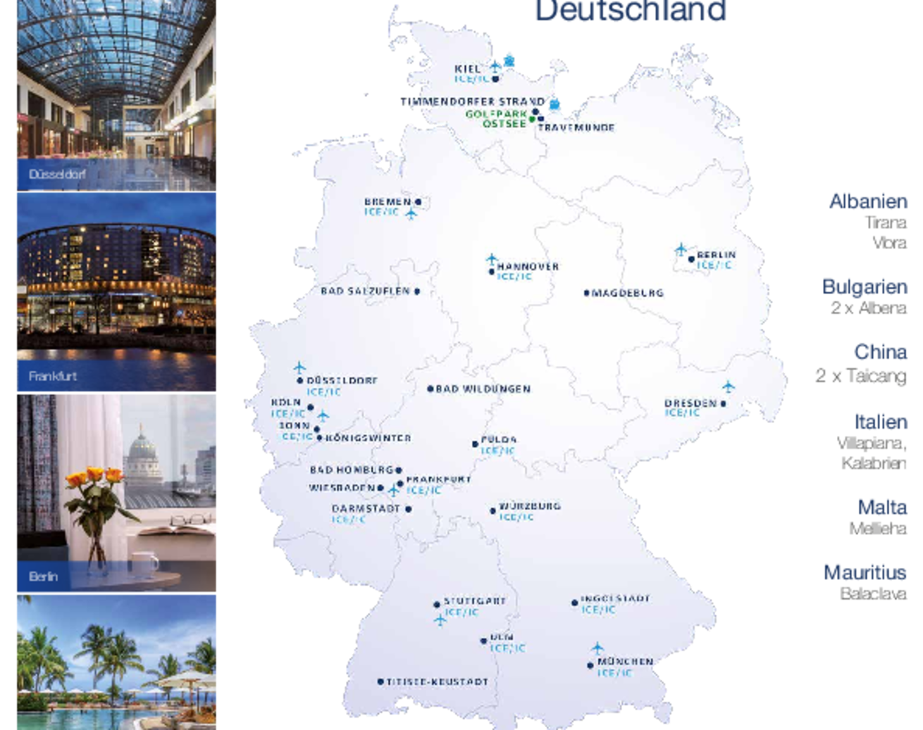 PDF mit Standorten sowie Beschreibung der Leistungen der Maritim Hotels
