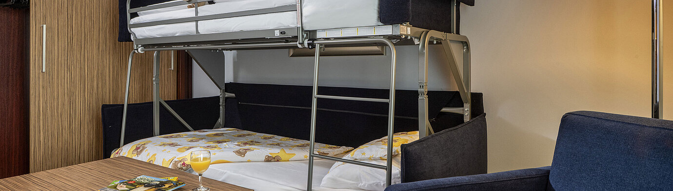 Kinderfreundliches Hochbett im Studio des Maritim Hotel Darmstadt, perfekt für den Familienurlaub