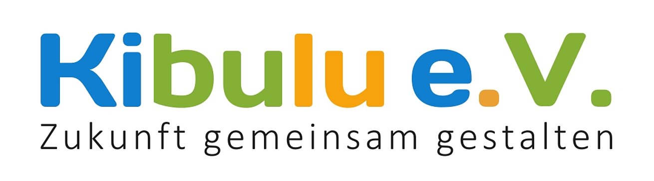 Logo von Kibulu e. V. mit blau-grünem Schriftzug und Untertitel "Zukunft gemeinsam gestalten"