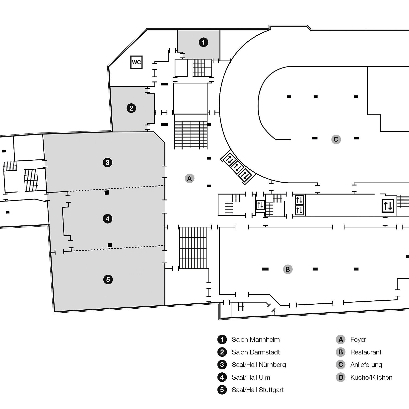 Grundrissplan, 1. Untergeschoss | Maritim Hotel München