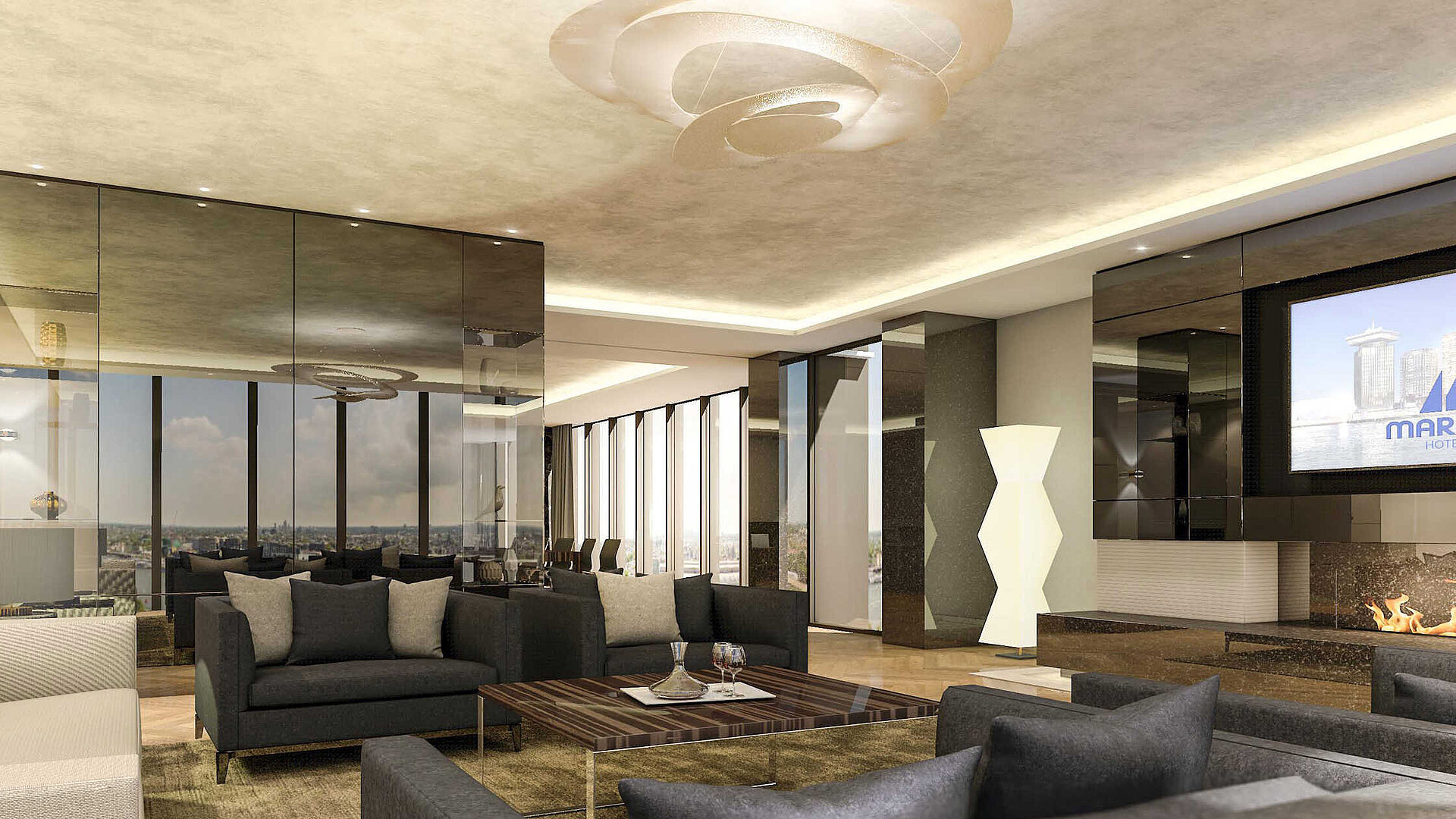 Präsidentensuite Moderne Lounge im Maritim Hotel Amsterdam mit stilvoller Einrichtung