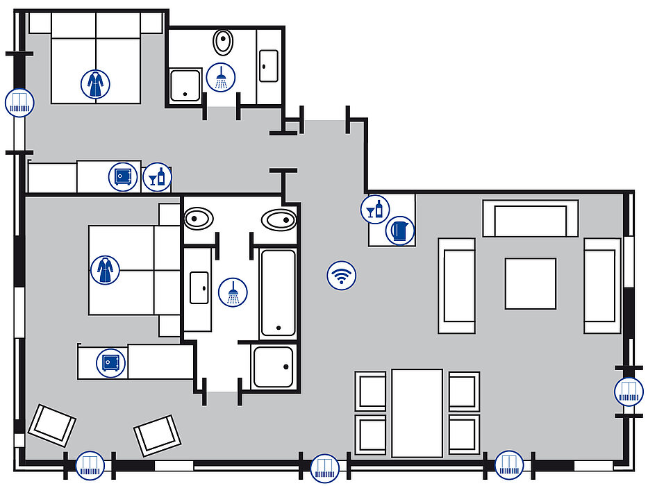 Zimmergrundriss Luxus Suite | Maritim Hotel Köln