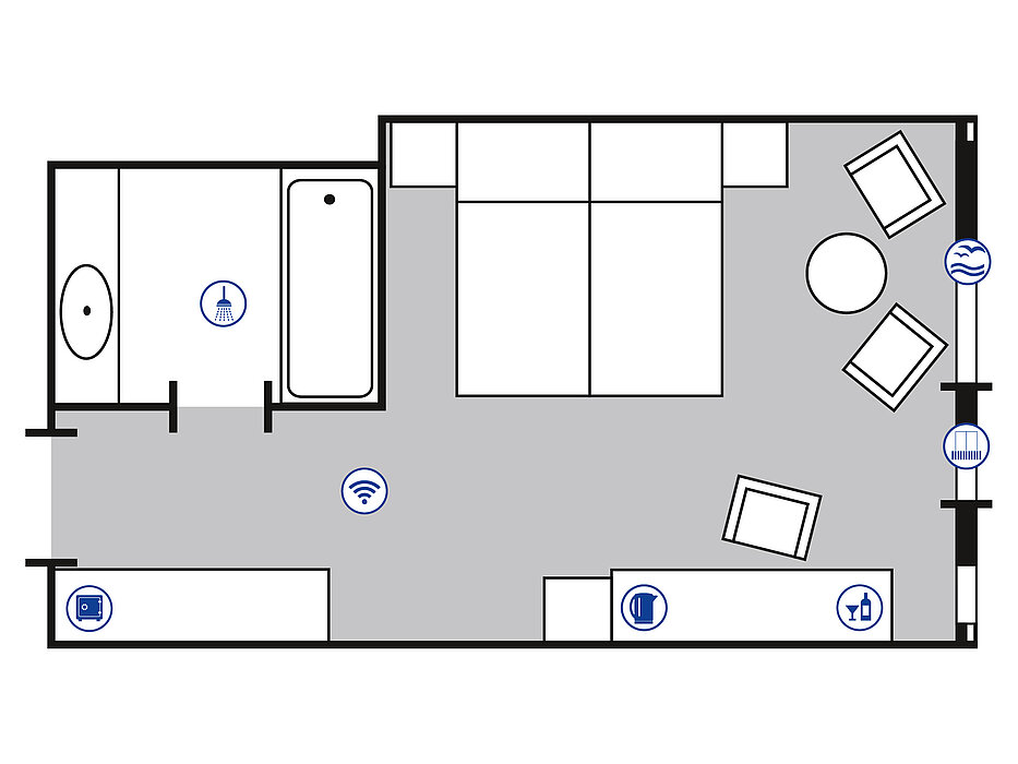 Zimmergrundriss Superior Zimmer | Maritim Hotel Bellevue Kiel