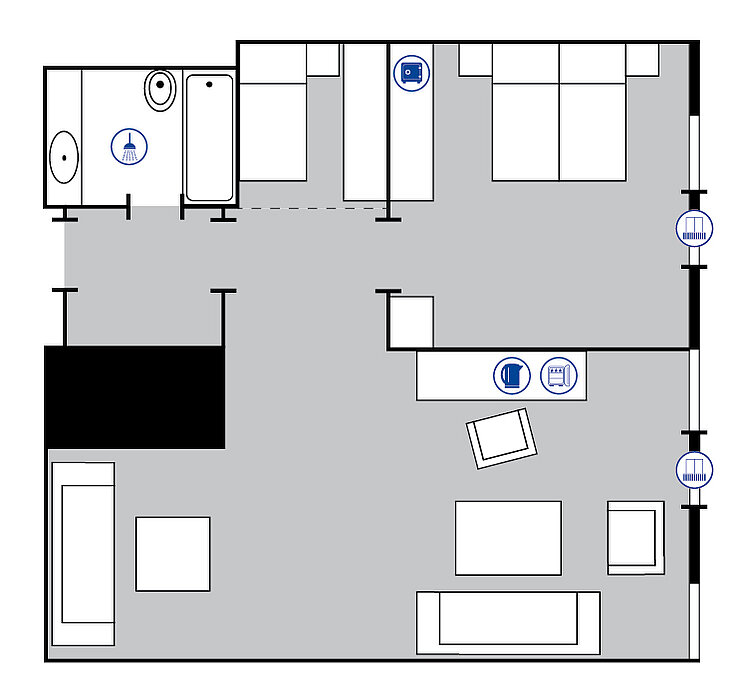Zimmergrundriss Comfort Plus Zimmergrundriss Comfort Plus Zimmer im Maritim Hotel Bellevue Kiel