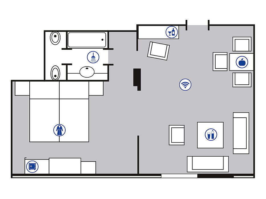 Zimmergrundriss Mahagoni Suite | Maritim Hotel Bad Wildungen
