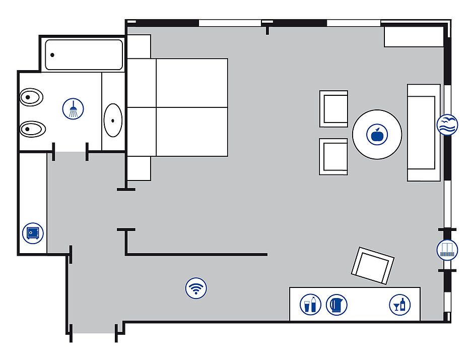 Zimmergrundriss Junior Suite | Maritim Hotel Bellevue Kiel